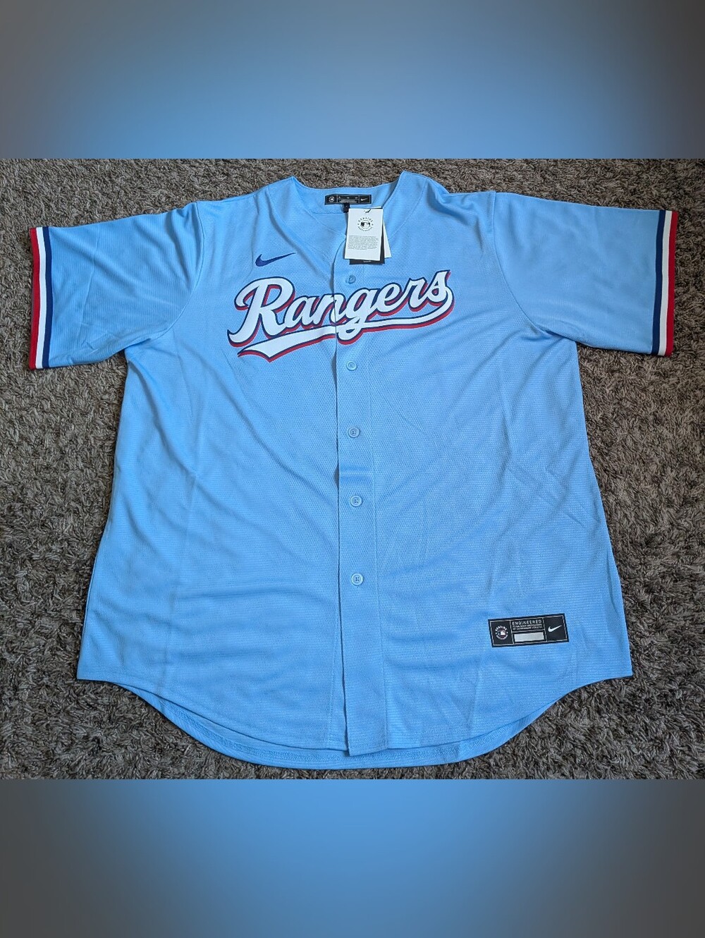 NWT Nike Texas Rangers Adolis Garcia #53 Light Blue MLB Jersey Men's XL